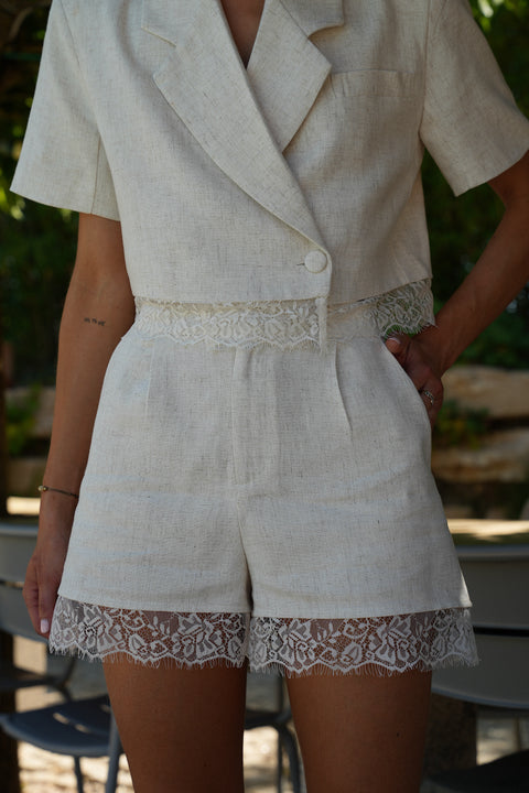 Zoa beige - Short dentelle