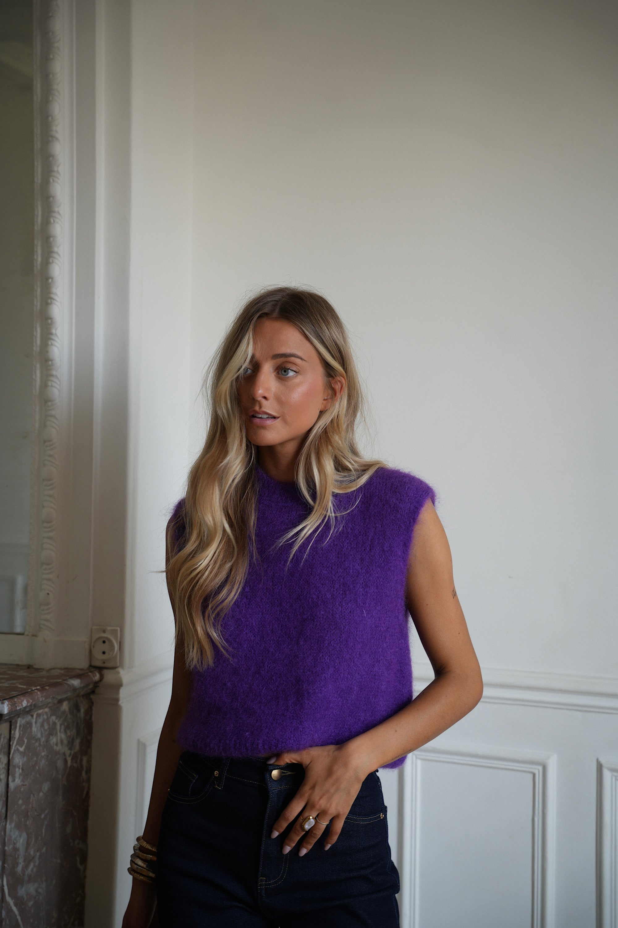 Polino violet - Pull sans manches