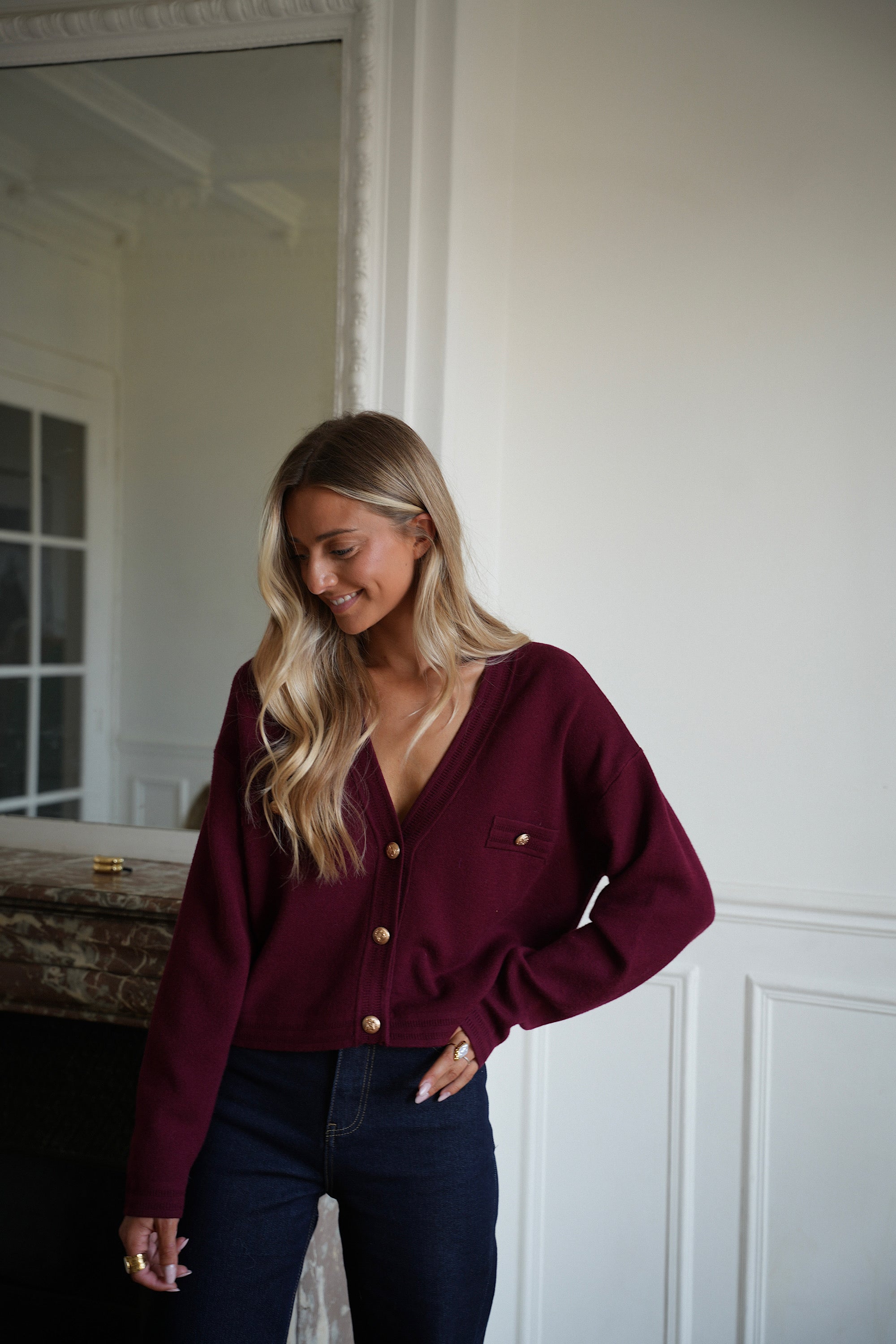 Naoma bordeaux - Gilet boutonné