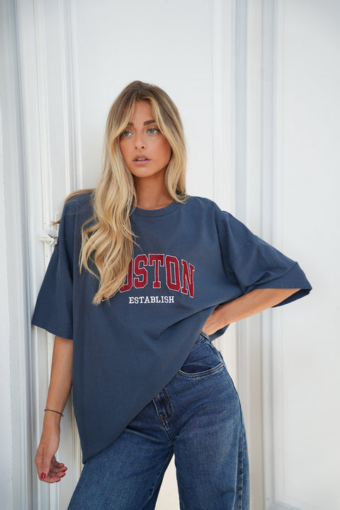 Lino bleu - T-shirt brodé