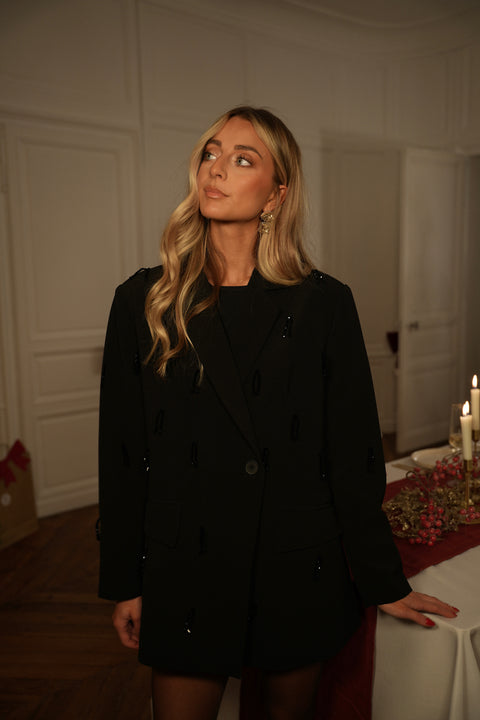 Loana noire - Blazer à perles premium