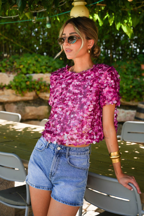 Liza rose - Blouse à sequins