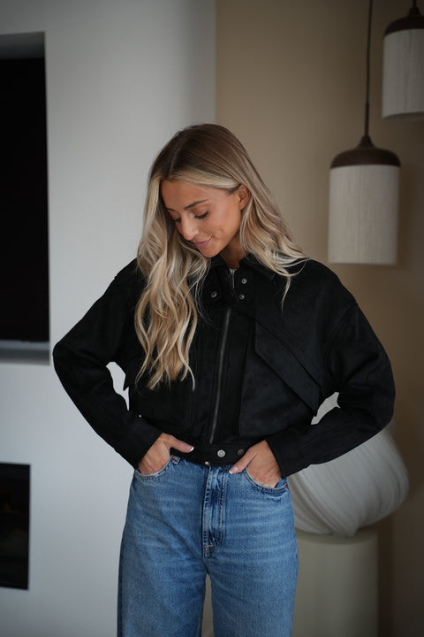 Solan noire - Veste suédée