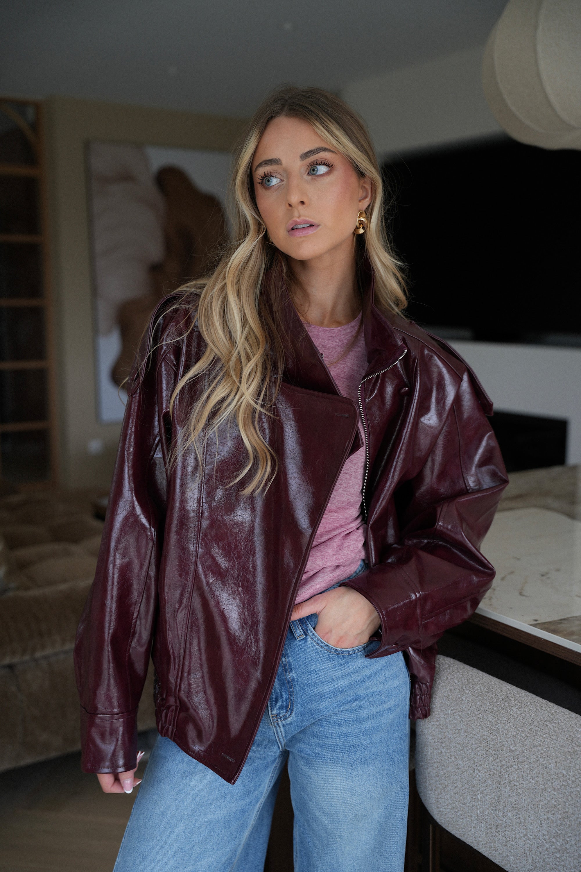 Maxine rouge - Veste vernie