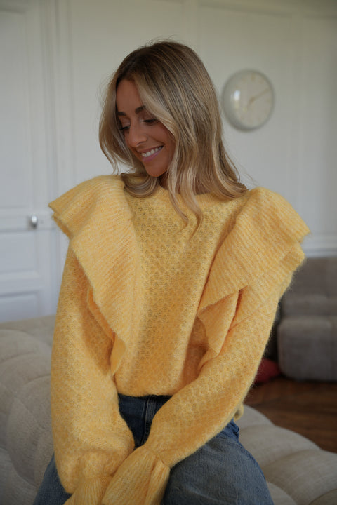 Cintia jaune - Pull volanté