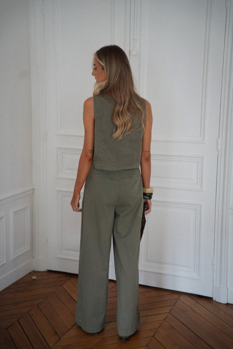 Shelby kaki - Top boutonné