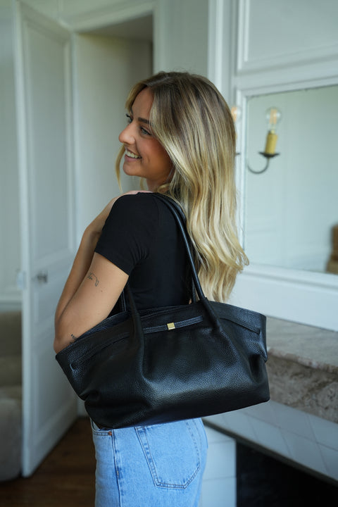 Mélanie noir - Sac en cuir grainé