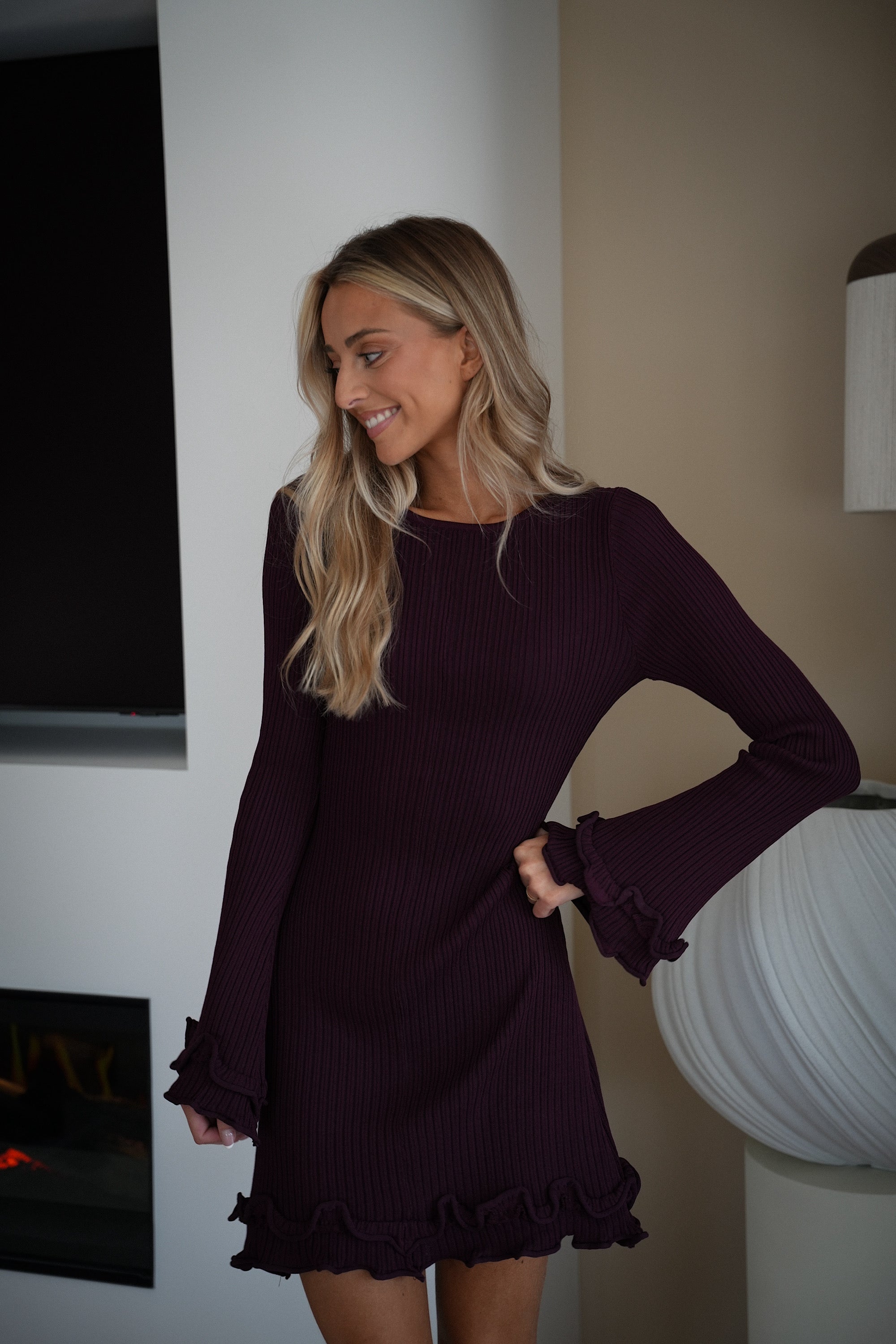 Madie prune - Robe en maille