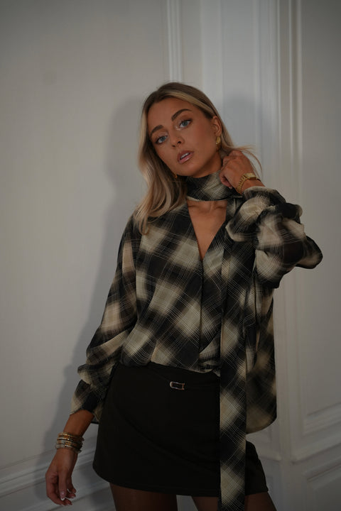 Sella beige - Blouse à carreaux