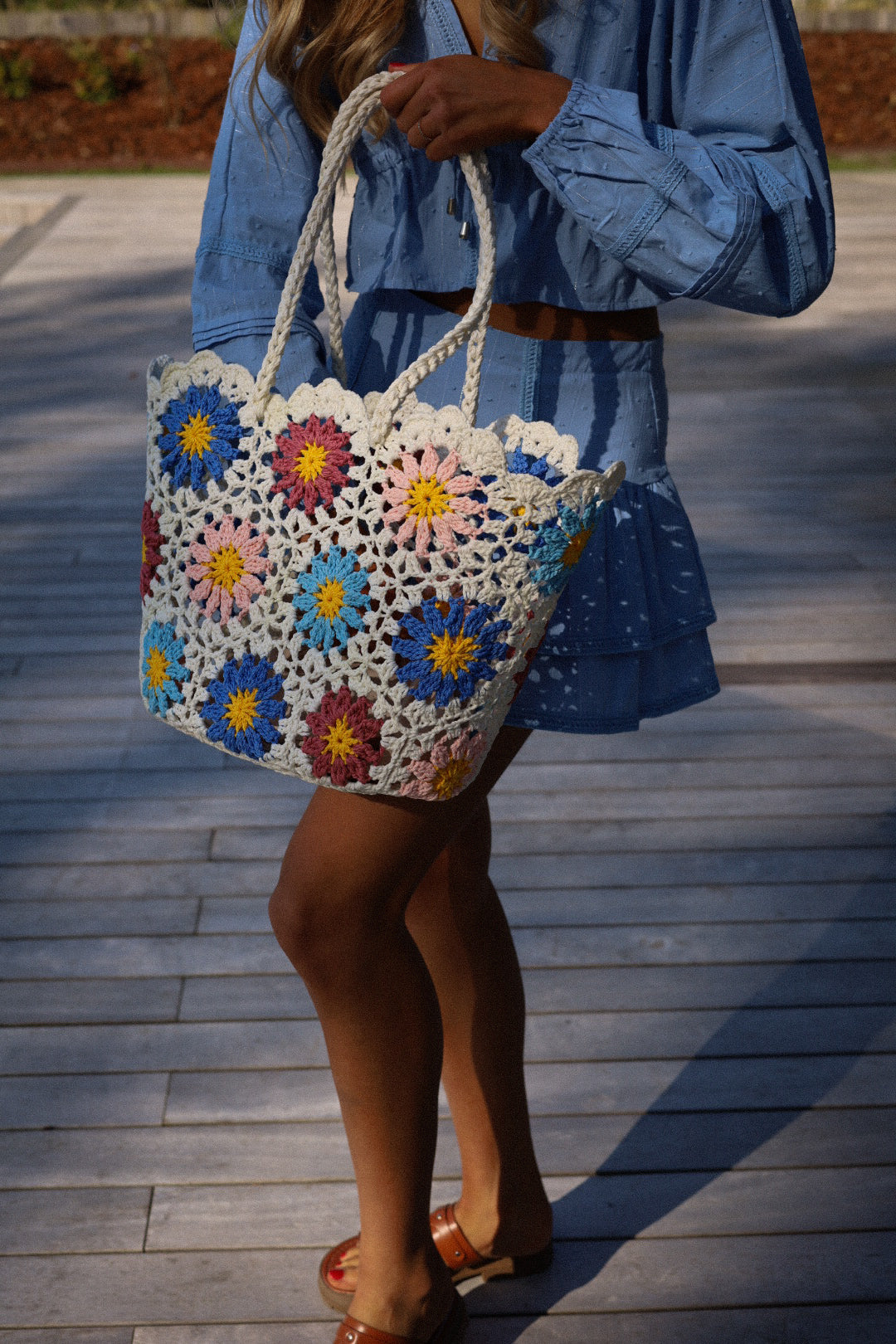 Daisy bleu - Sac paille
