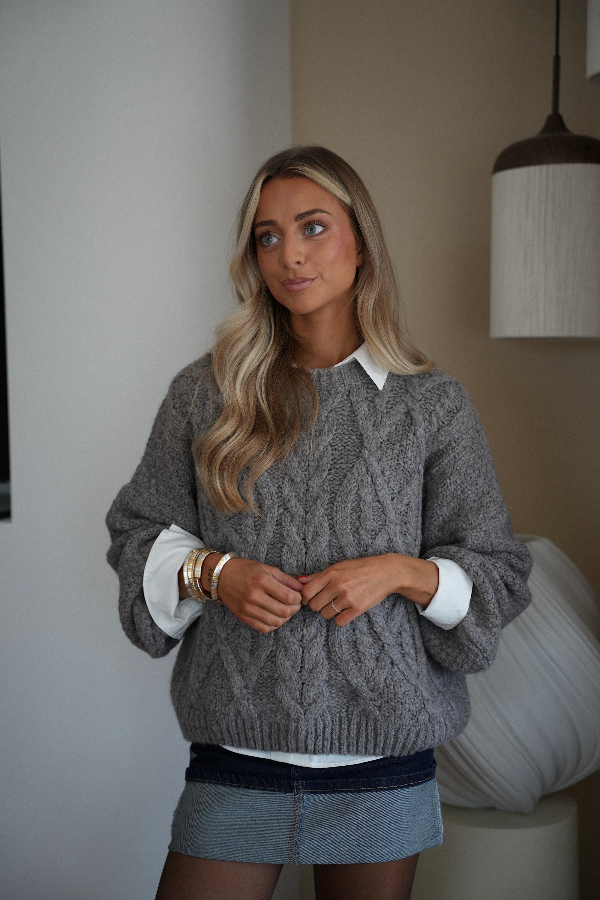 Santana gris - Pull torsadé