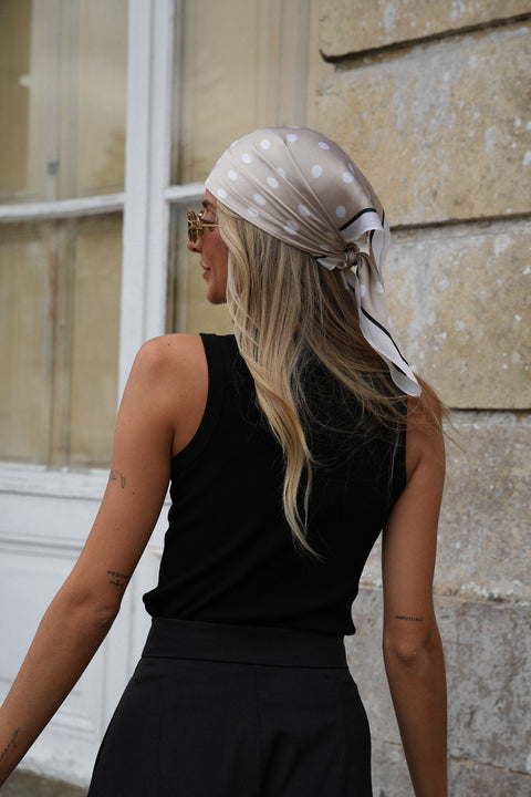 Esmée beige - Foulard à pois