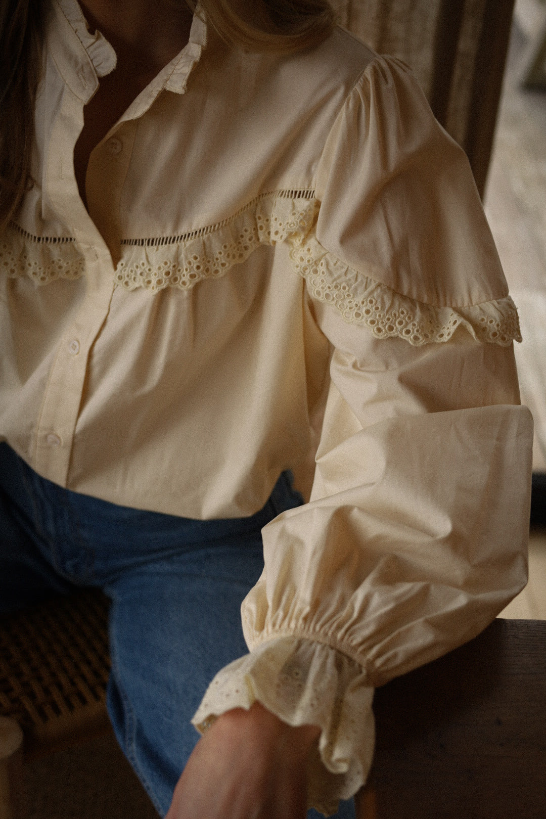 Mako jaune - Blouse brodée