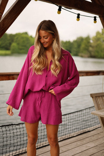 Vaiana prune - Chemise gaze de coton