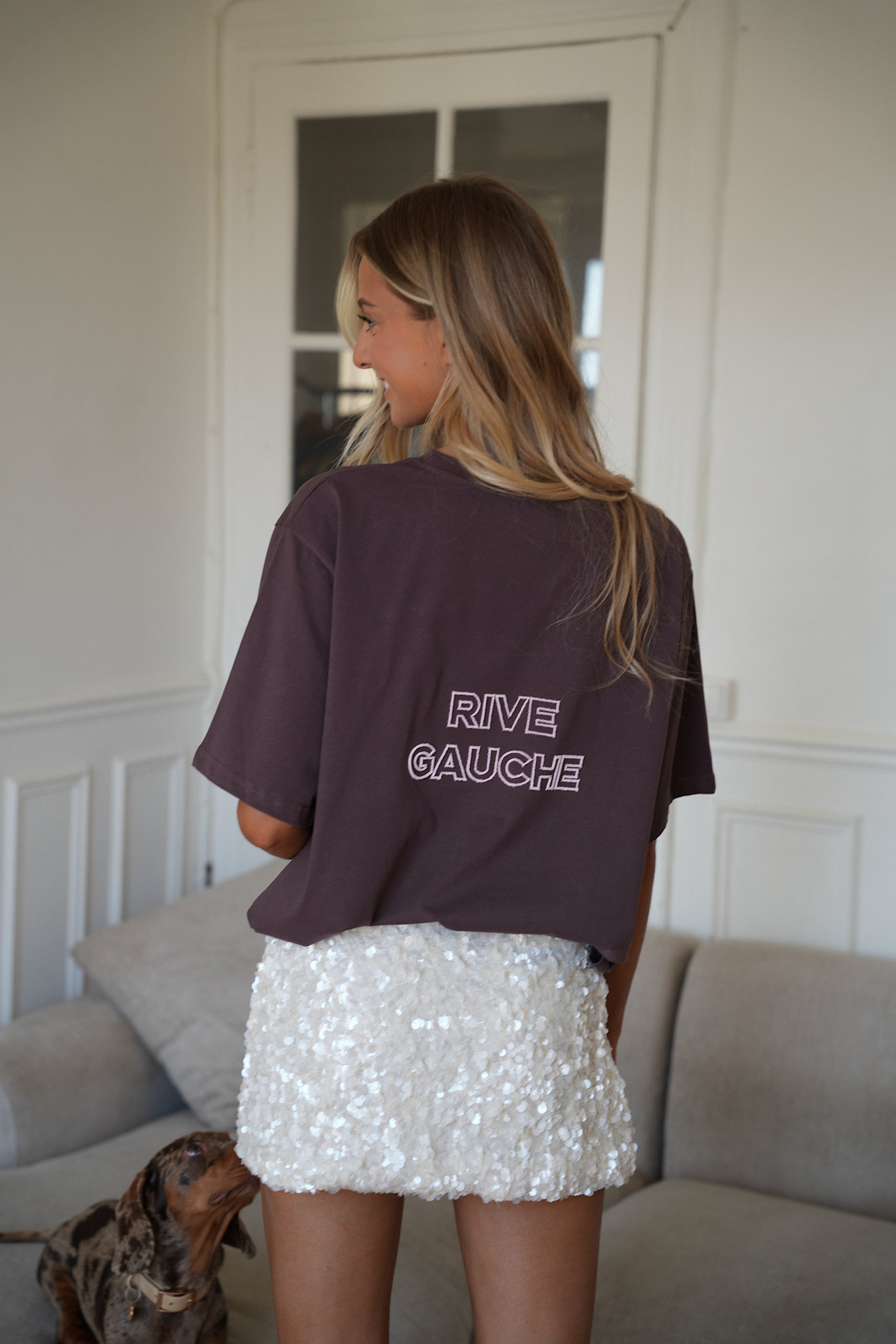 Orna taupe - T-shirt brodé