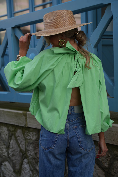 Lorena verte - Blouse dos nu