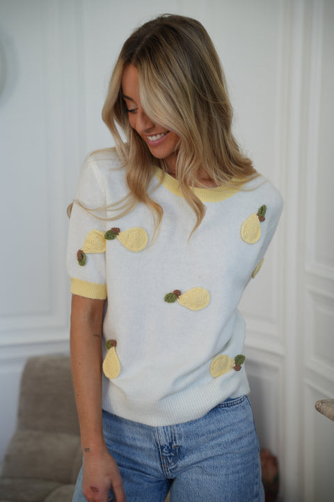 Maé blanc/jaune - Pull poires