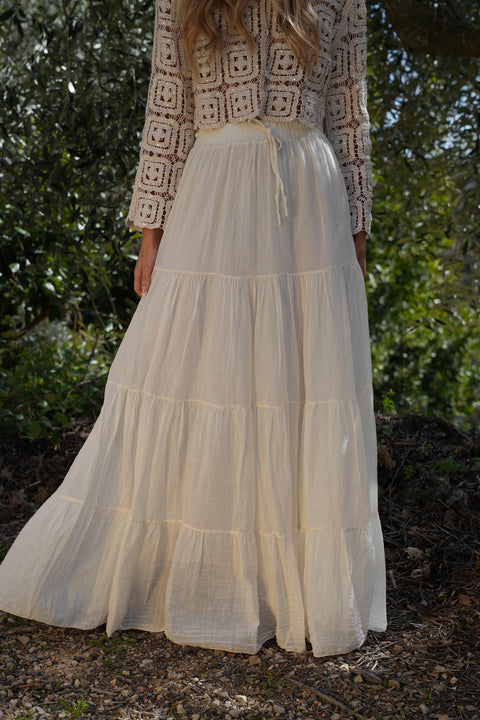 Chloé crème - Jupe longue