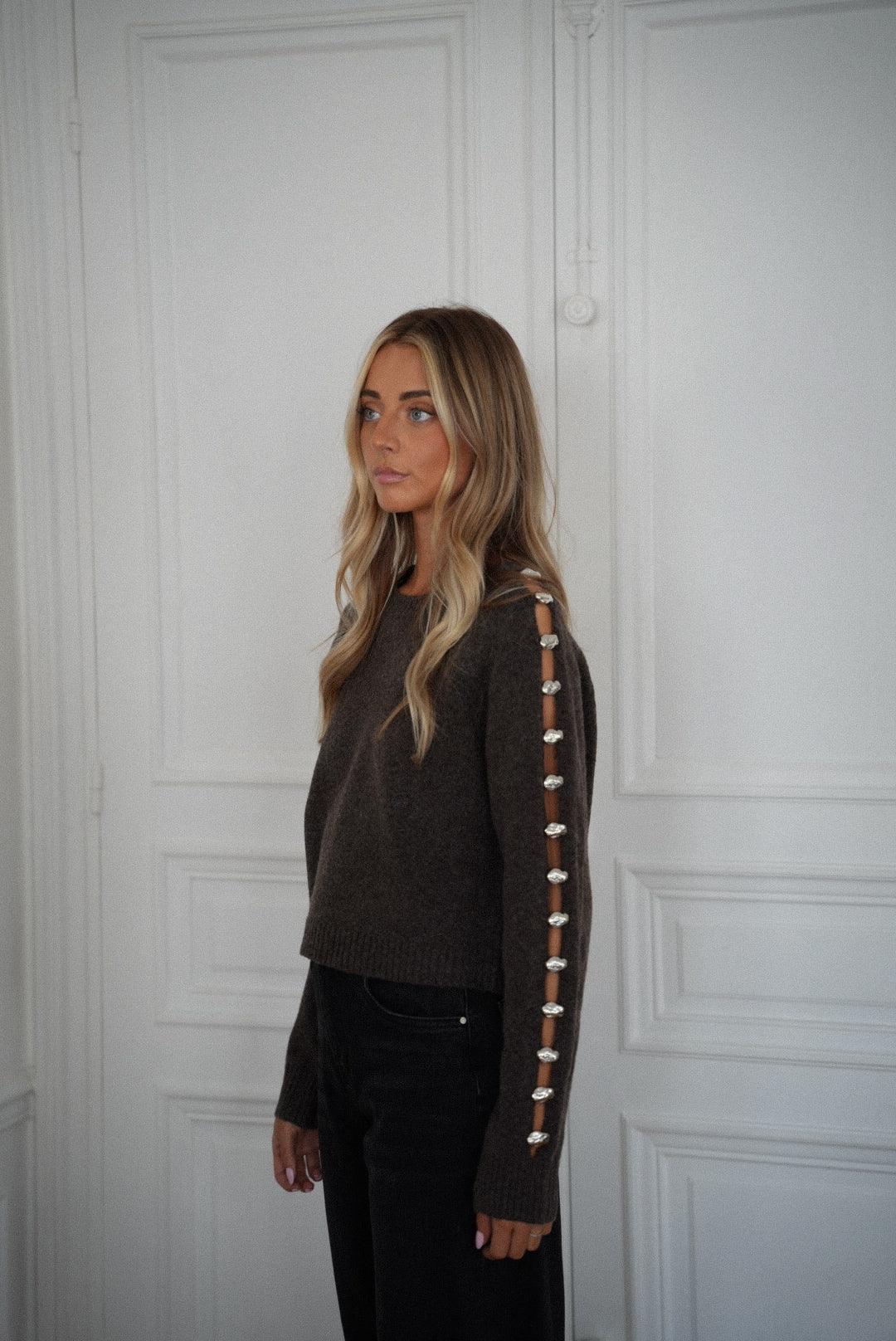 Charlotte taupe - Pull ajouré