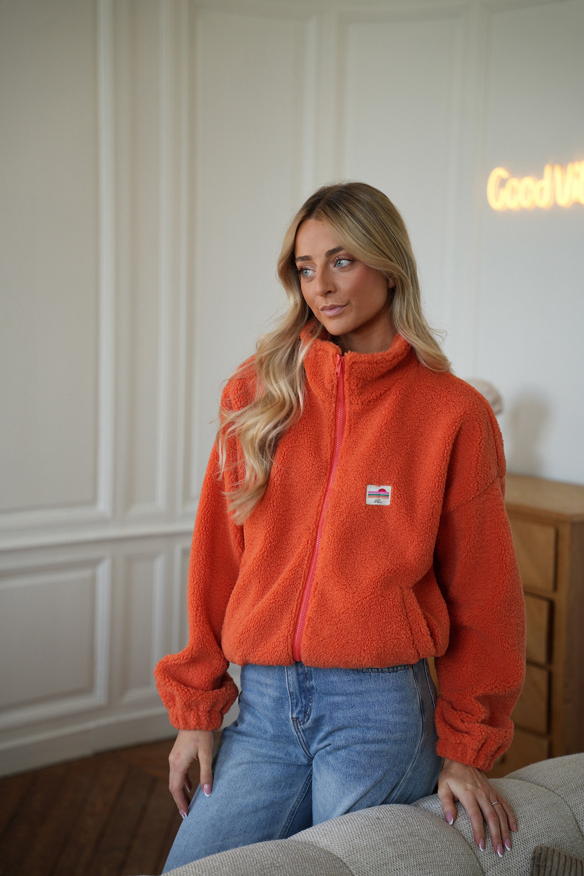 Lydie orange - Veste polaire