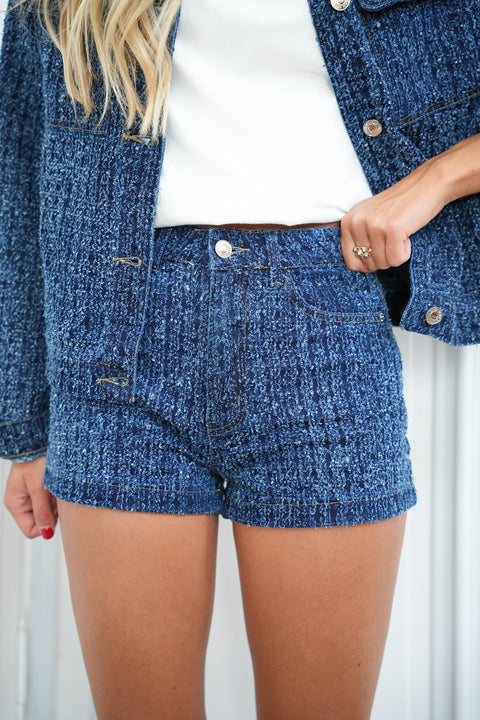 Alya bleu - Short en tweed