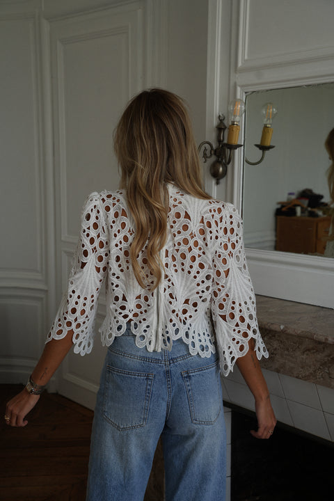 Molly blanche - Blouse brodée