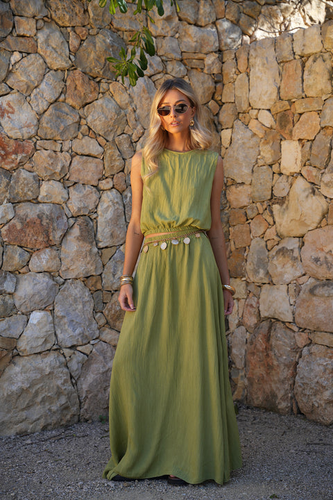 Elize olive - Ensemble jupe/top