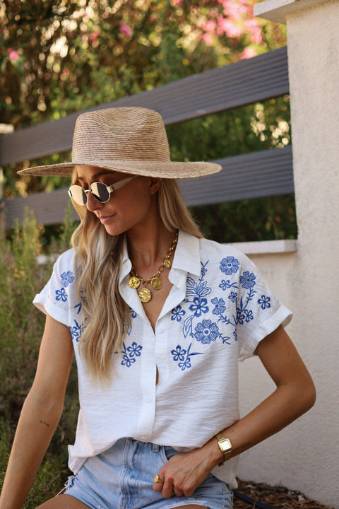 Beck blanche - Blouse brodée