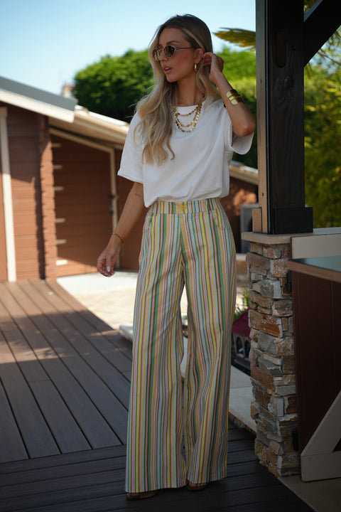 Menssia coloré - Pantalon rayé