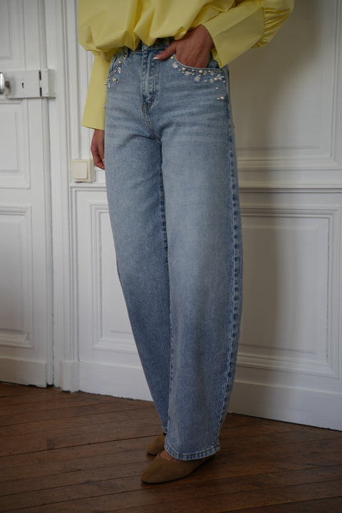 Rosie bleu - Jean brodé