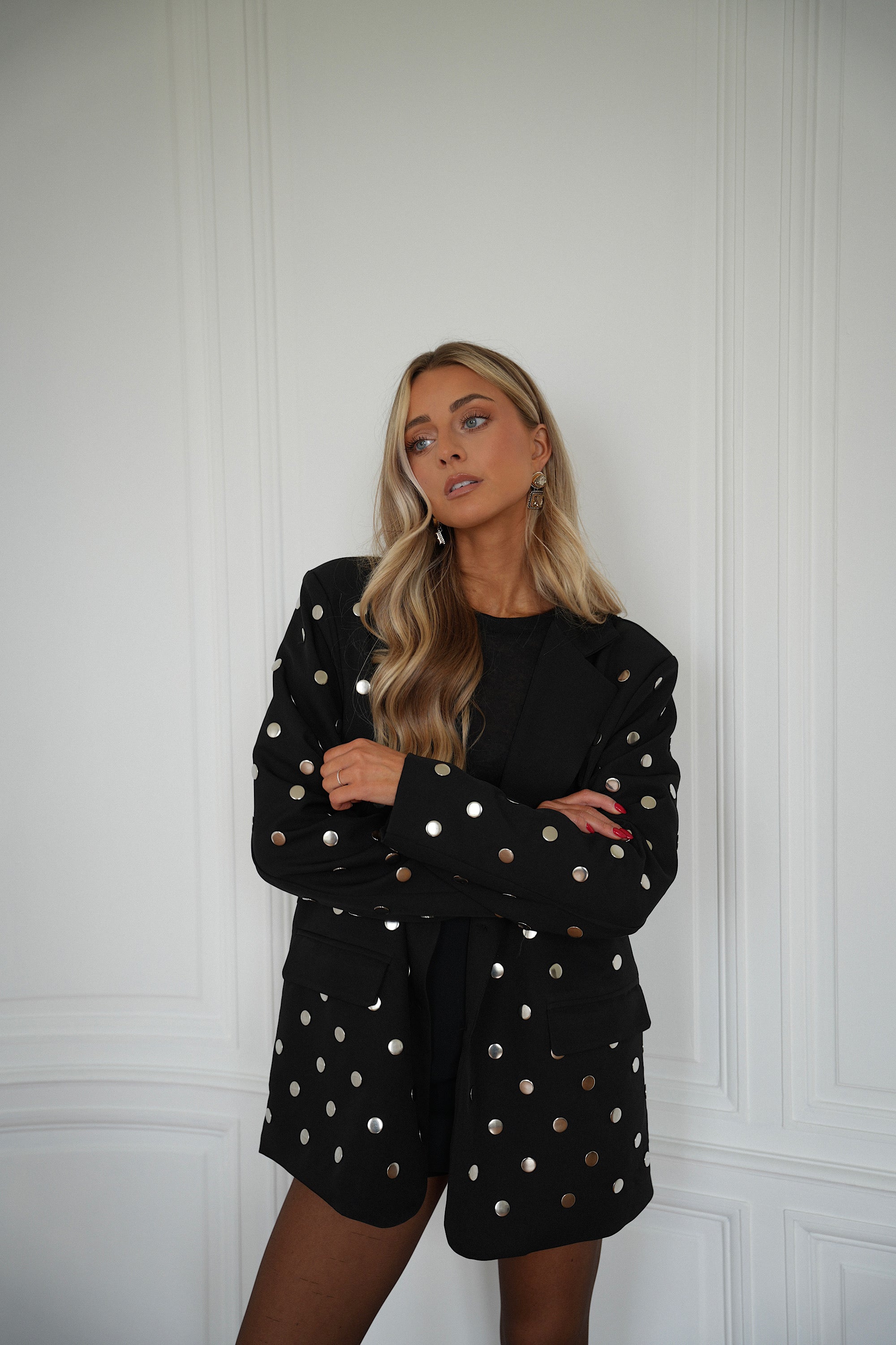 Mily noire - Veste blazer cloutée