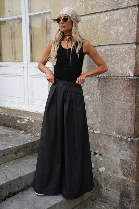 Manolia noir - Pantalon évasé