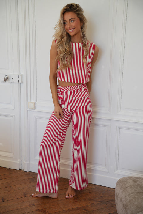 Tomas rouge - Pantalon rayé