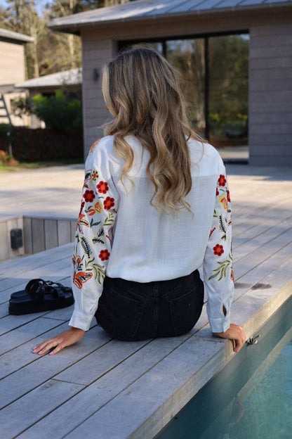 Icham blanche - Chemise brodée