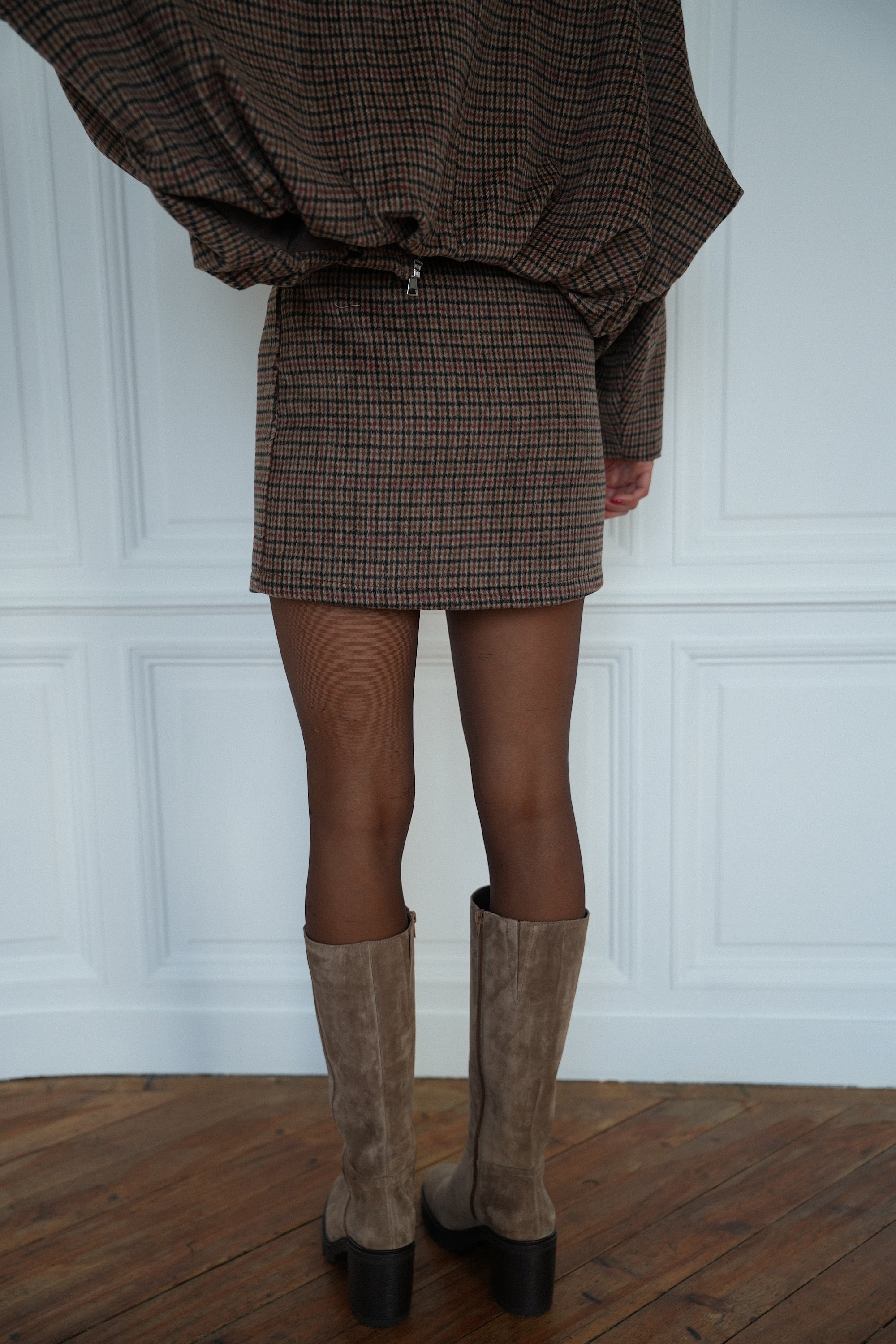 Laya marron - Jupe à carreaux
