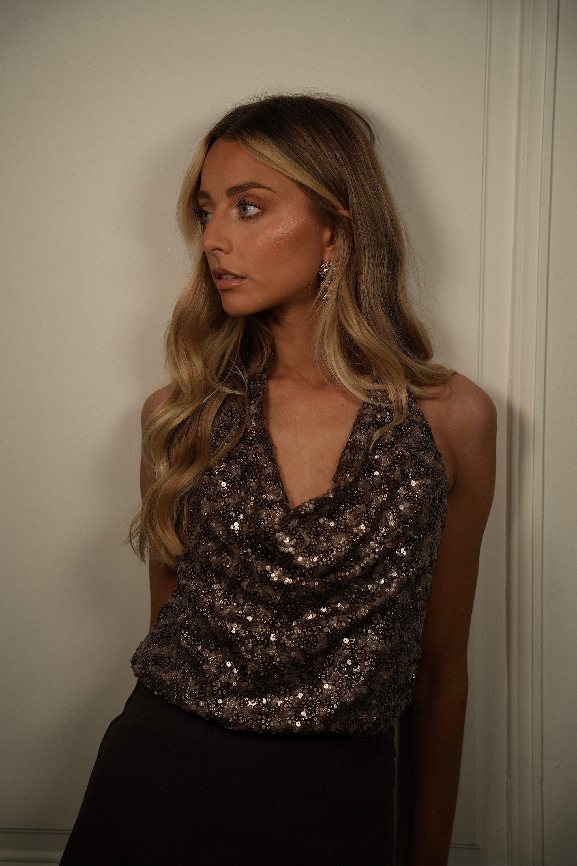 June taupe - Top à sequins