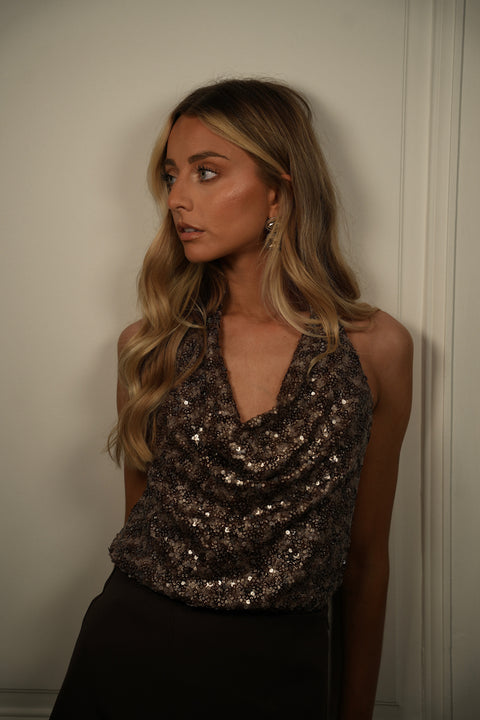 June taupe - Top à sequins
