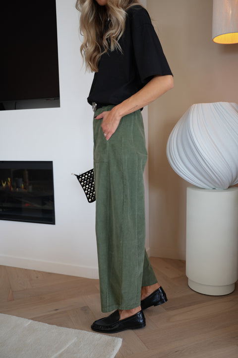 Elly kaki - Pantalon velours