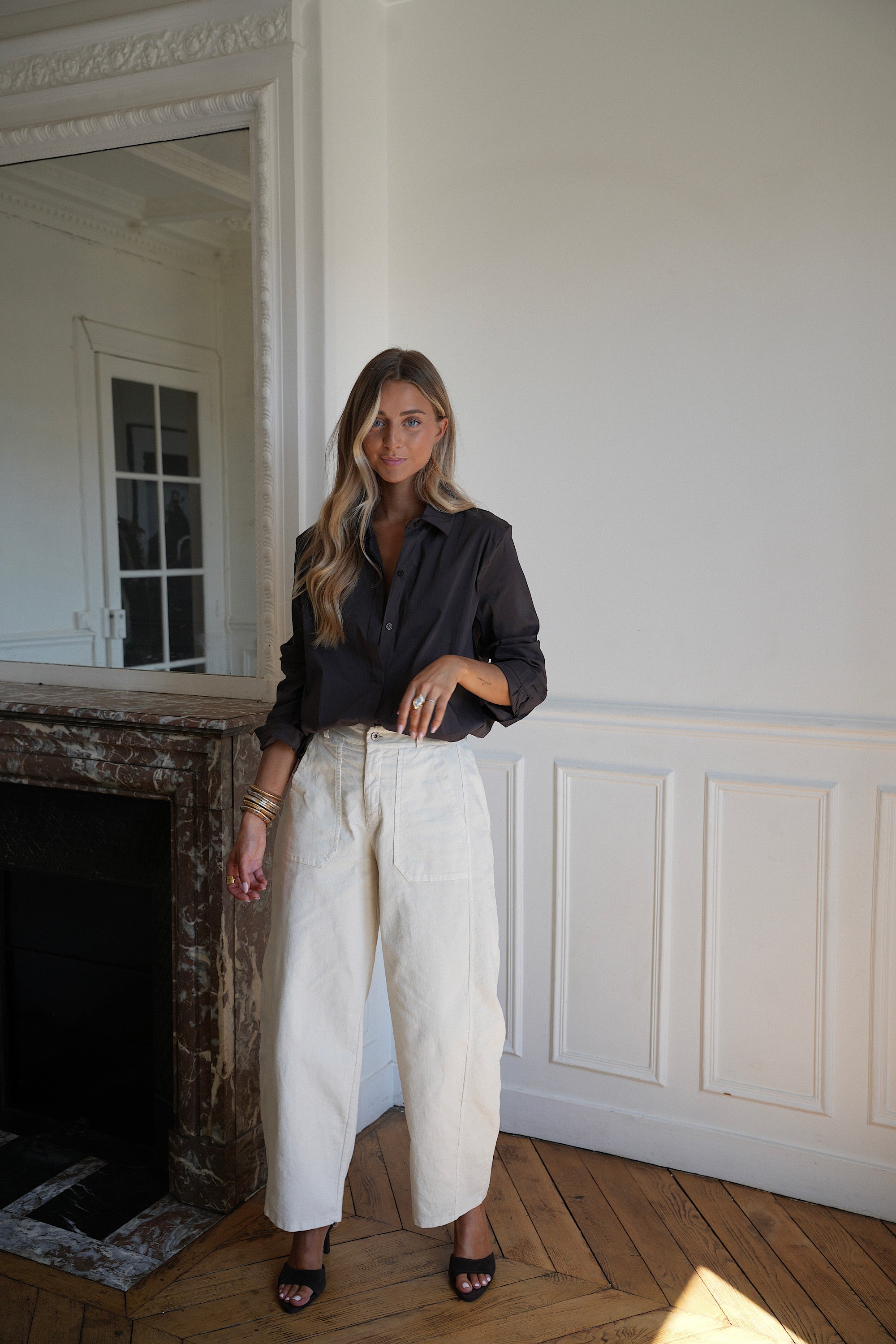 Elly crème - Pantalon velours