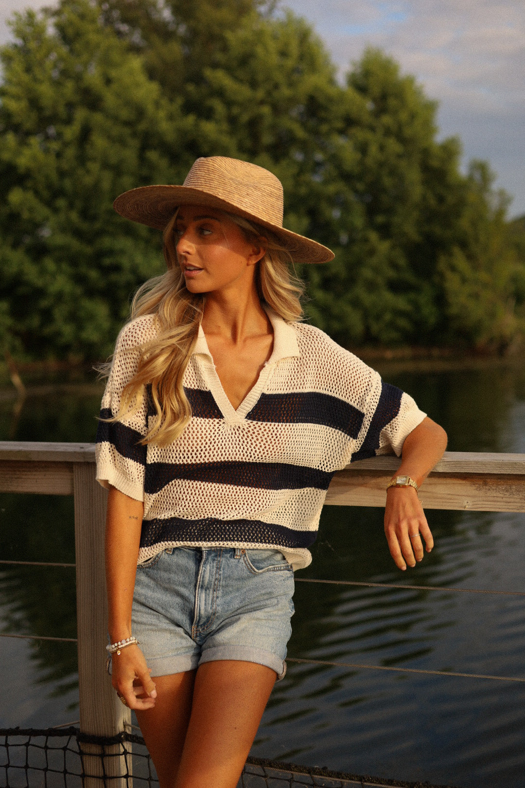 Norma écrue/marine - Blouse crochet