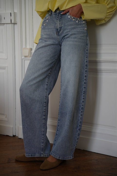 Rosie bleu - Jean brodé