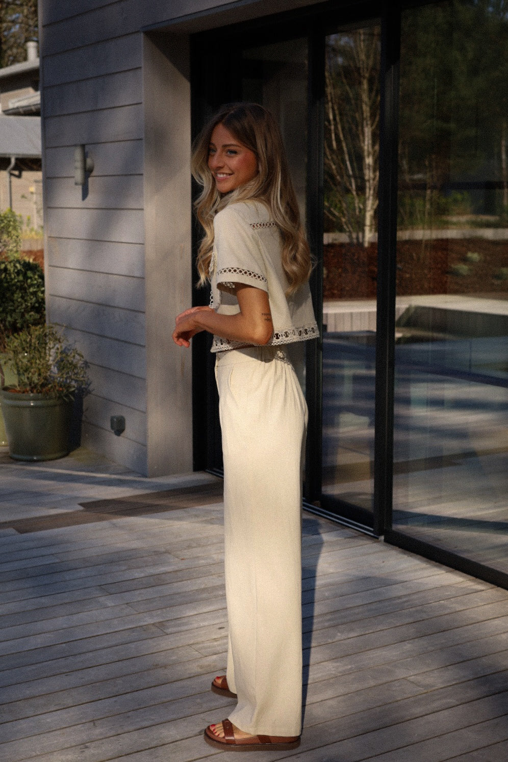 Sina beige - Pantalon droit