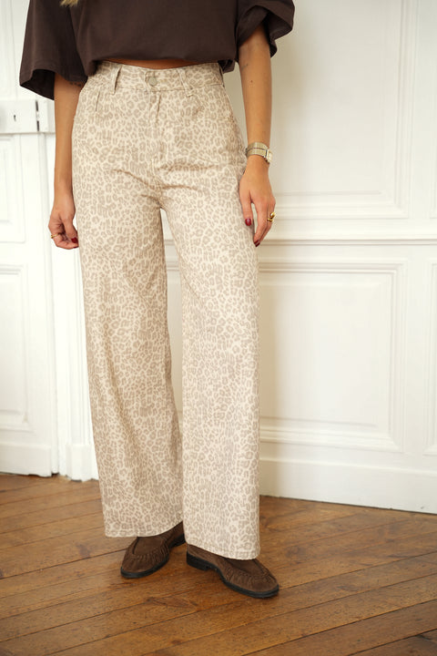 Louisa beige - Jean léopard