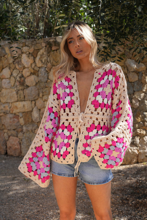 Dima rose - Gilet en crochet