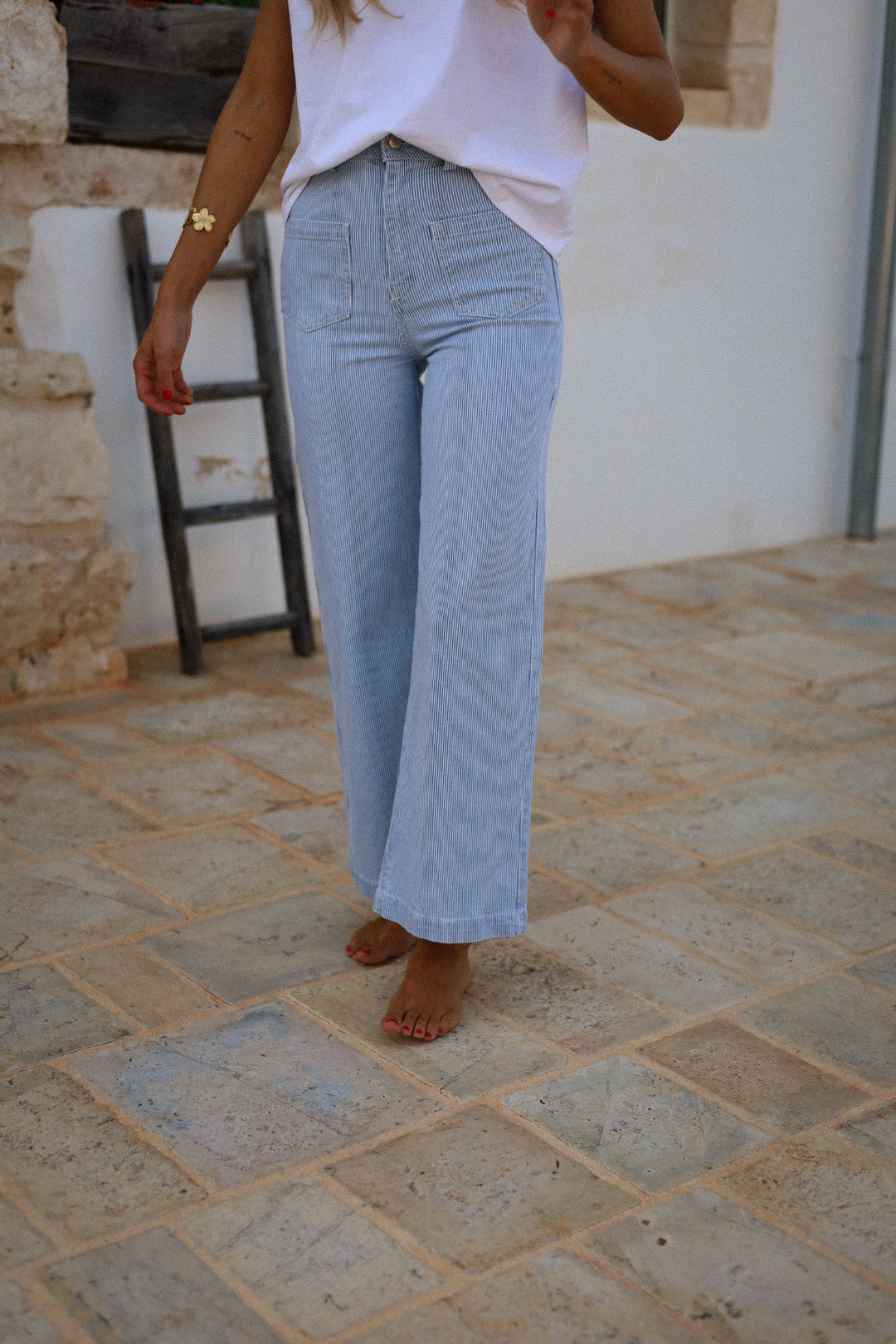 Piper bleu - Jean rayé