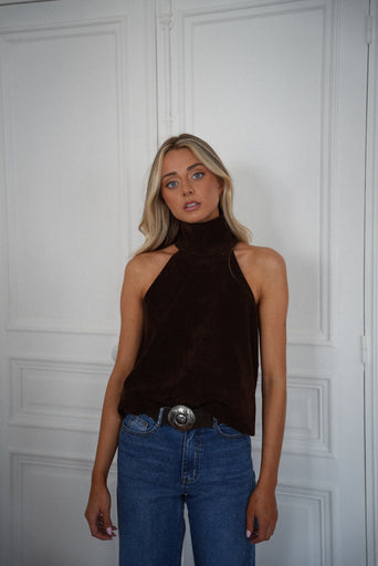 Caro chocolat - Top en suédine