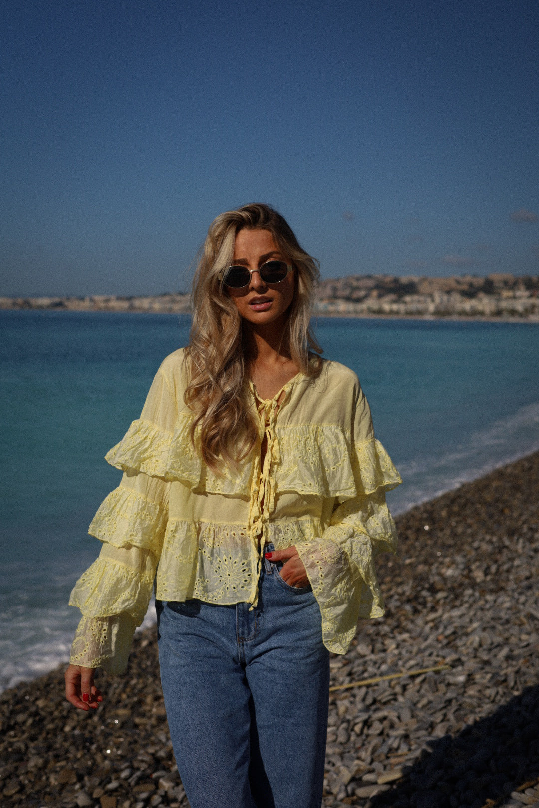 Salomé jaune - Blouse volantée