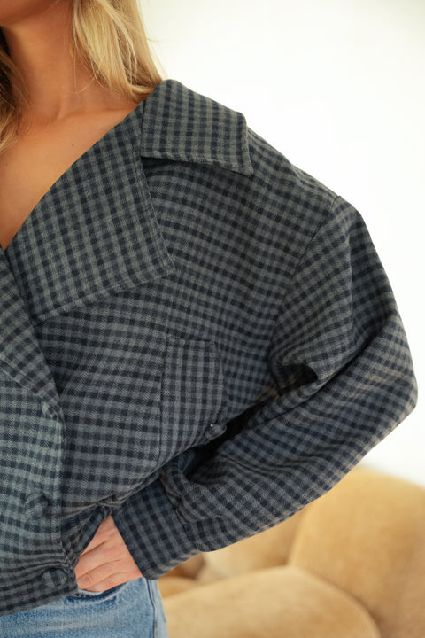 Bloom marine - Veste à carreaux