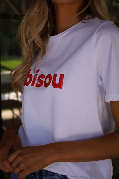 Billie blanc/rouge - T-shirt bisou