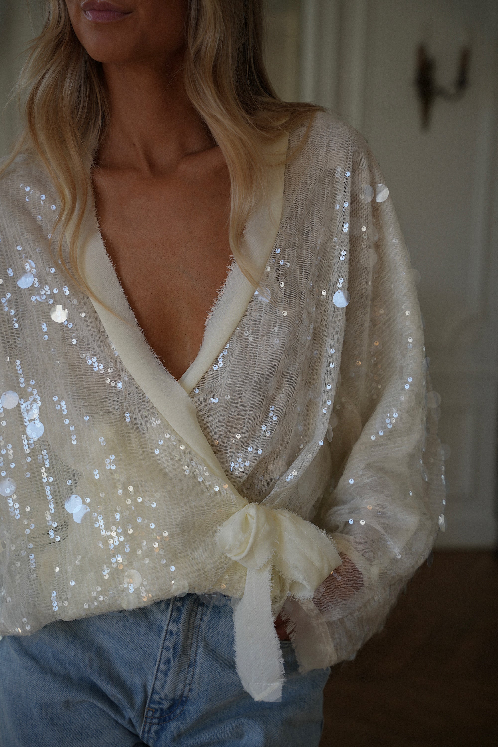 Lalie écru - Gilet sequins